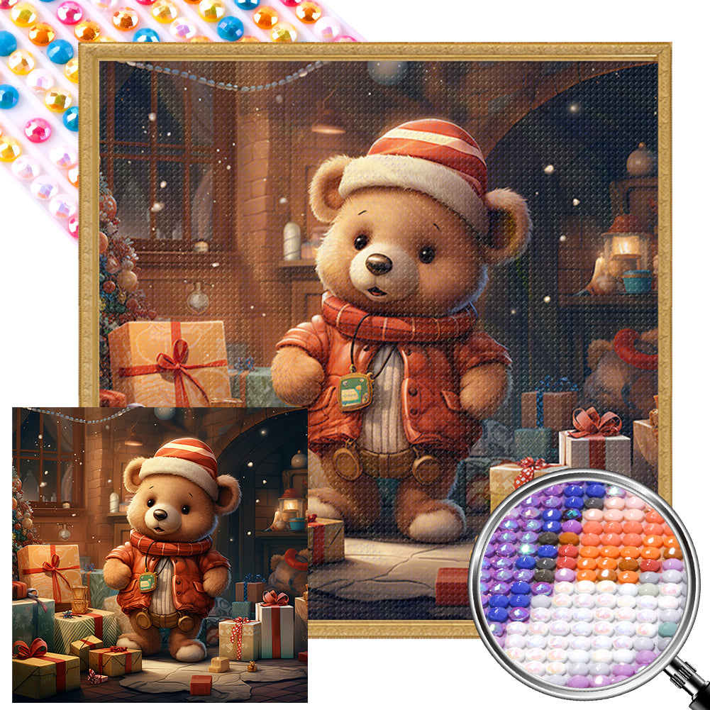 AB Diamond Painting - Full Round - Christmas gift bear (40*40CM)
