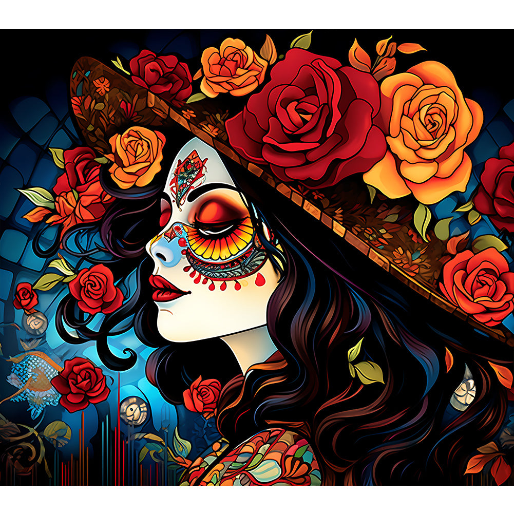 Diamond Painting - Full Round - day of the dead girl (35*30CM)