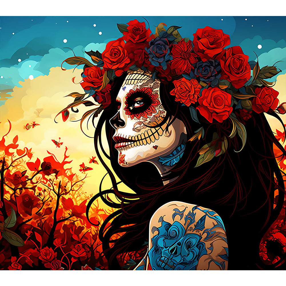 Diamond Painting - Full Round - day of the dead girl (35*30CM)