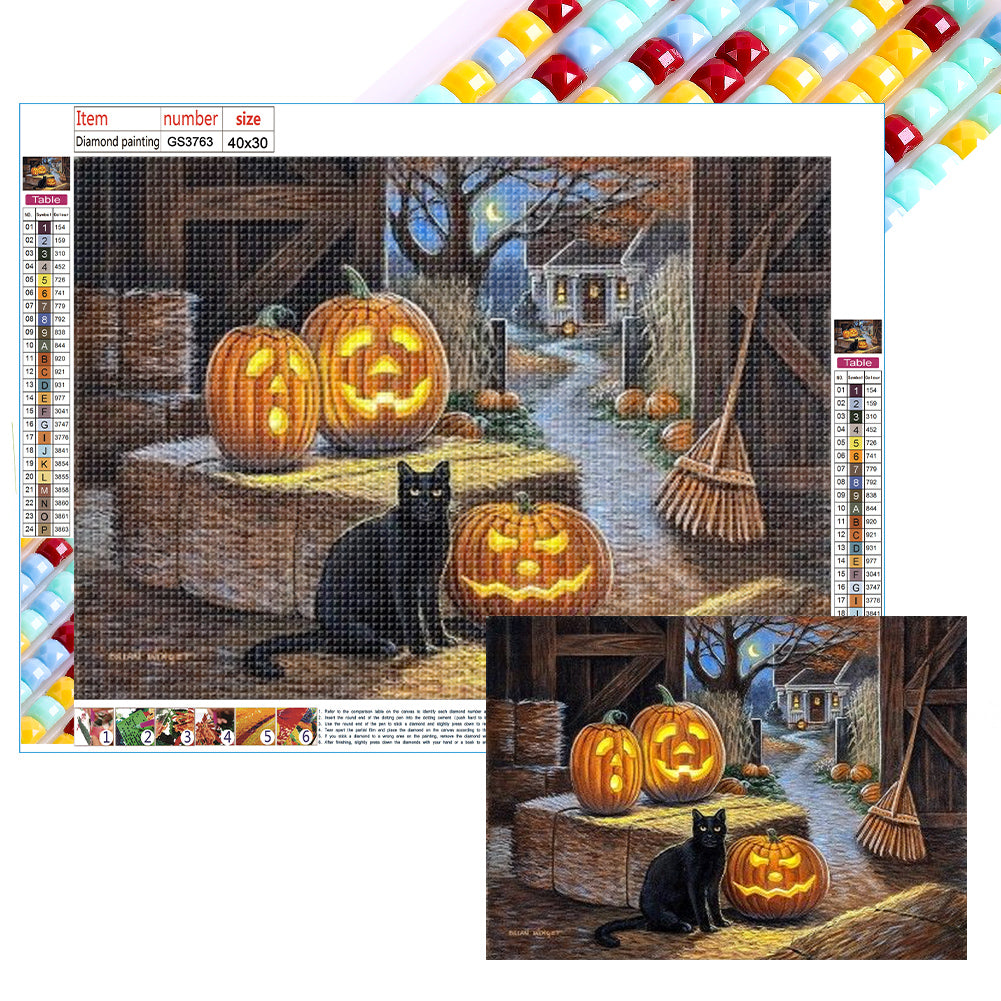 Diamond Painting - Full Square - pumpkin black cat (40*30CM)
