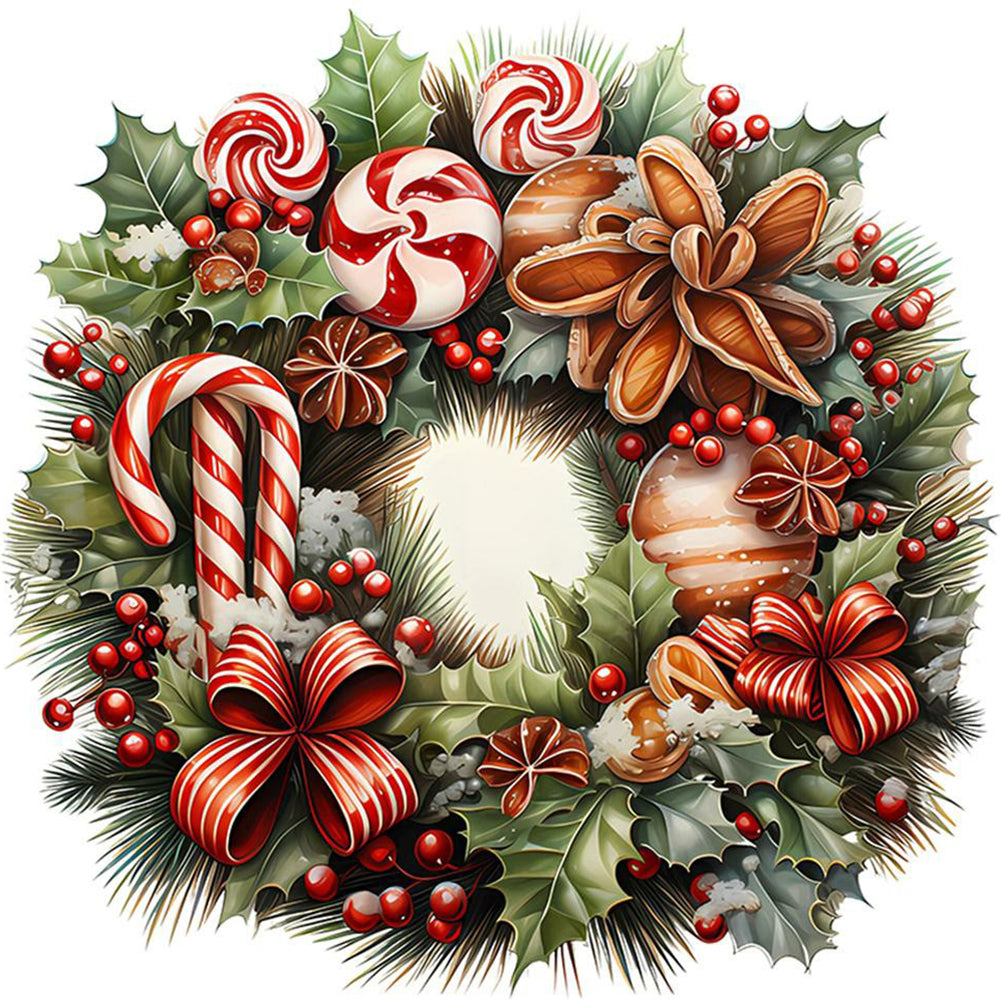 Diamond Painting - Full Round - Christmas wreath (30*30CM)
