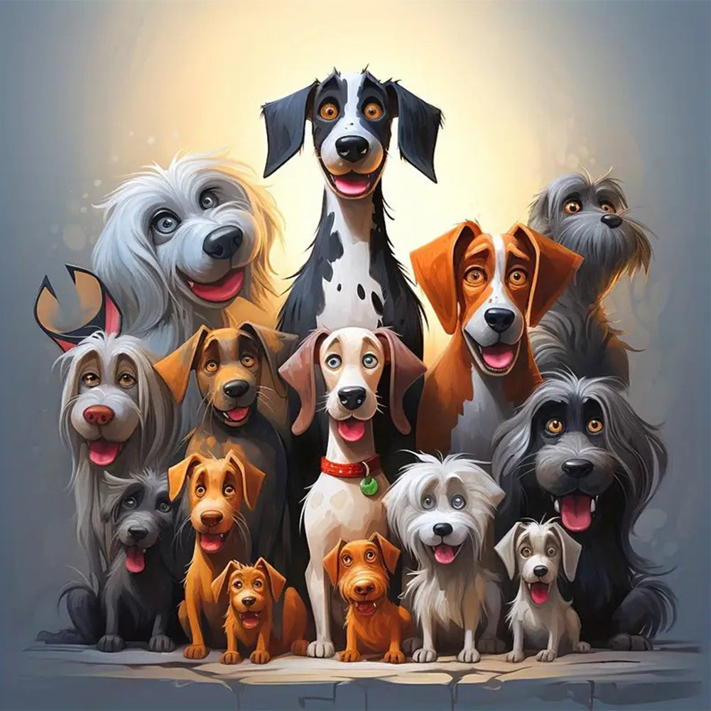 Diamond Painting - Full Round - a group of puppies (40*40CM)