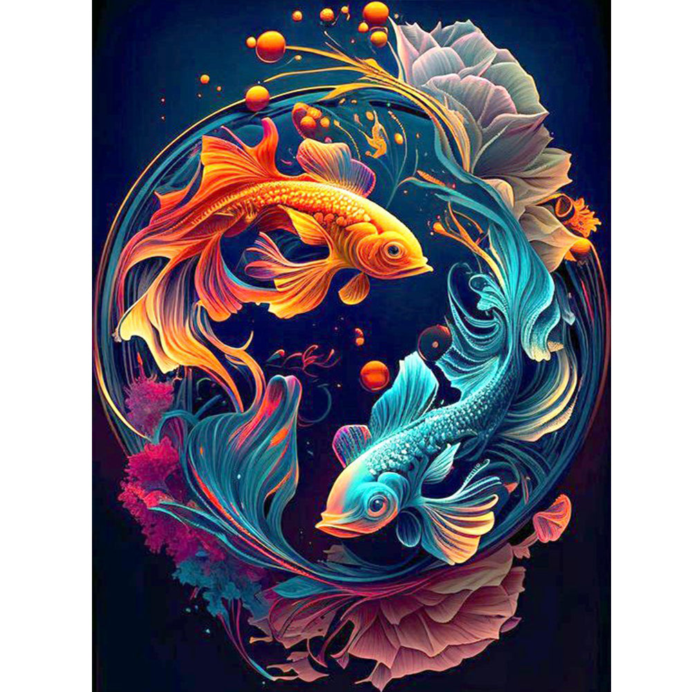 Diamond Painting - Full Round - goldfish yin yang chart (30*40CM)