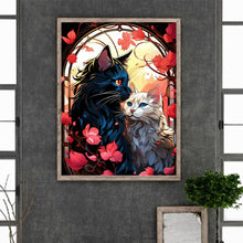 Load image into Gallery viewer, Diamond Painting - Full Round - romantic cat couple (30*40CM)

