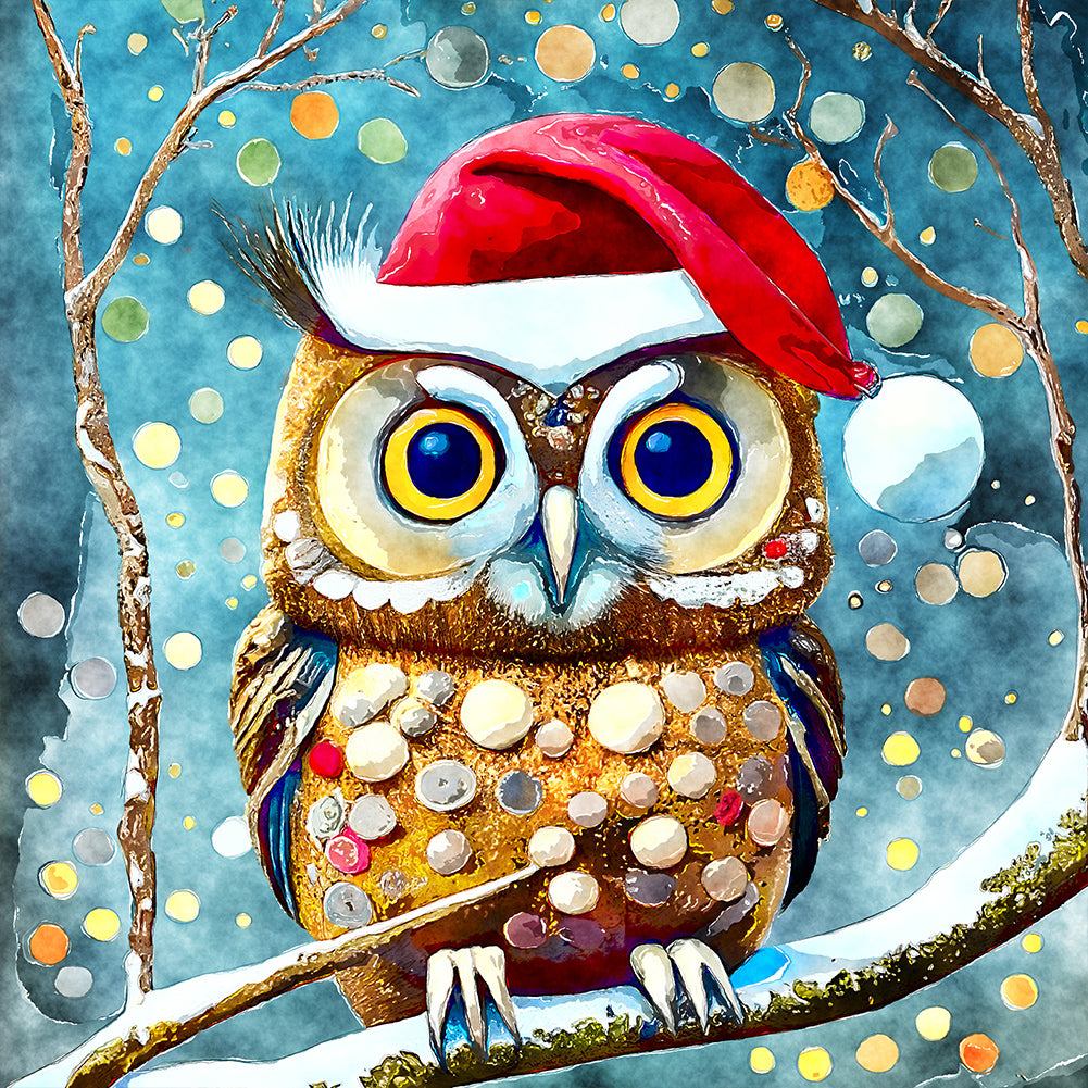 Diamond Painting - Full Round - Christmas Owl (30*30CM)