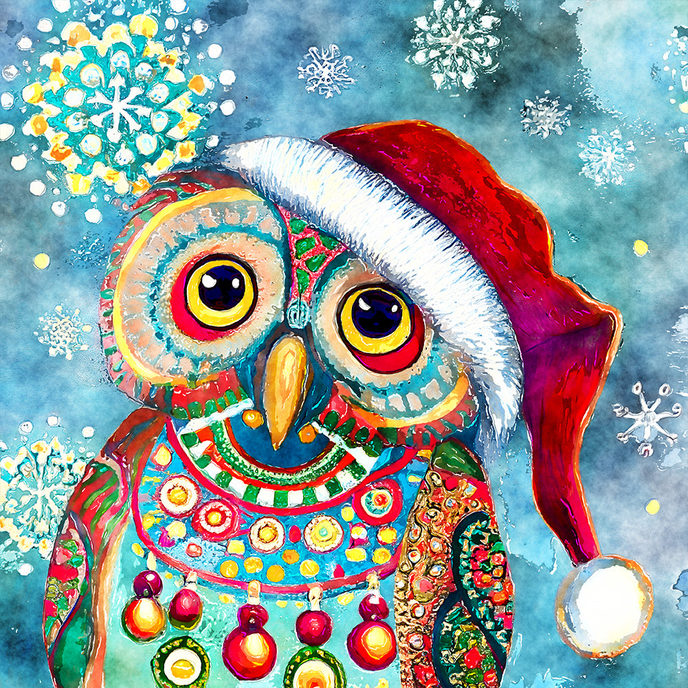 Diamond Painting - Full Round - Christmas Owl (30*30CM)
