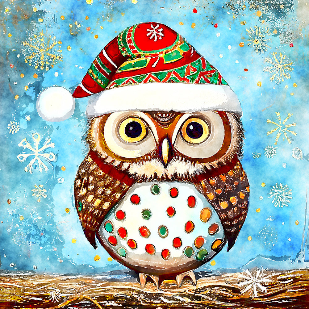 Diamond Painting - Full Round - Christmas Owl (30*30CM)