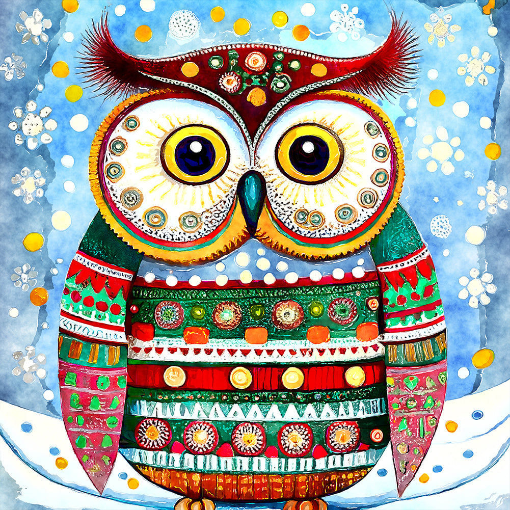 Diamond Painting - Full Round - Christmas Owl (30*30CM)