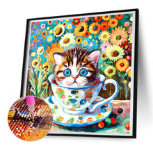 Load image into Gallery viewer, Diamond Painting - Full Round - cat in tea cup (30*30CM)
