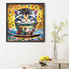 Load image into Gallery viewer, Diamond Painting - Full Round - cat in tea cup (30*30CM)
