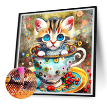 Load image into Gallery viewer, Diamond Painting - Full Round - cat in tea cup (30*30CM)
