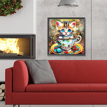 Load image into Gallery viewer, Diamond Painting - Full Round - cat in tea cup (30*30CM)

