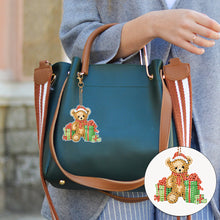 Load image into Gallery viewer, 8PCS Double Sided Full Drill Keyring Special Shape Diamond Art Keyring Xmas Bear
