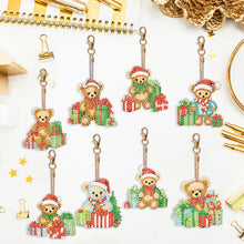 Load image into Gallery viewer, 8PCS Double Sided Full Drill Keyring Special Shape Diamond Art Keyring Xmas Bear
