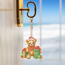 Load image into Gallery viewer, 8PCS Double Sided Full Drill Keyring Special Shape Diamond Art Keyring Xmas Bear
