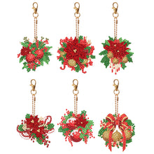 Load image into Gallery viewer, 6PCS Double Sided Diamond Art Keyring Christmas Wreath Diamond Painting Keychain
