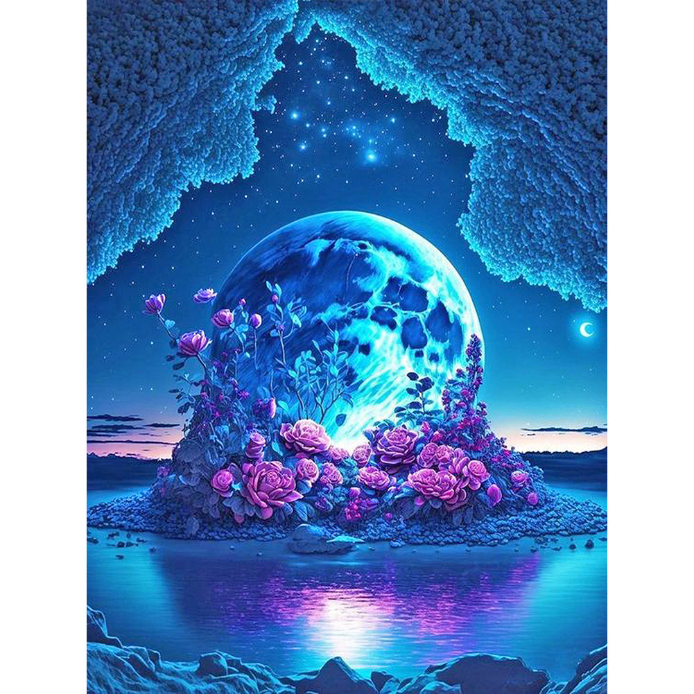 Diamond Painting - Full Round - Rose under the moon (30*40CM)