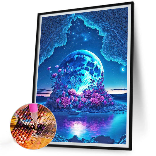 Diamond Painting - Full Round - Rose under the moon (30*40CM)