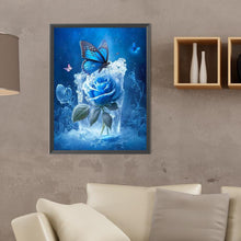 Load image into Gallery viewer, Diamond Painting - Full Round - Butterfly and blue rose (30*40CM)

