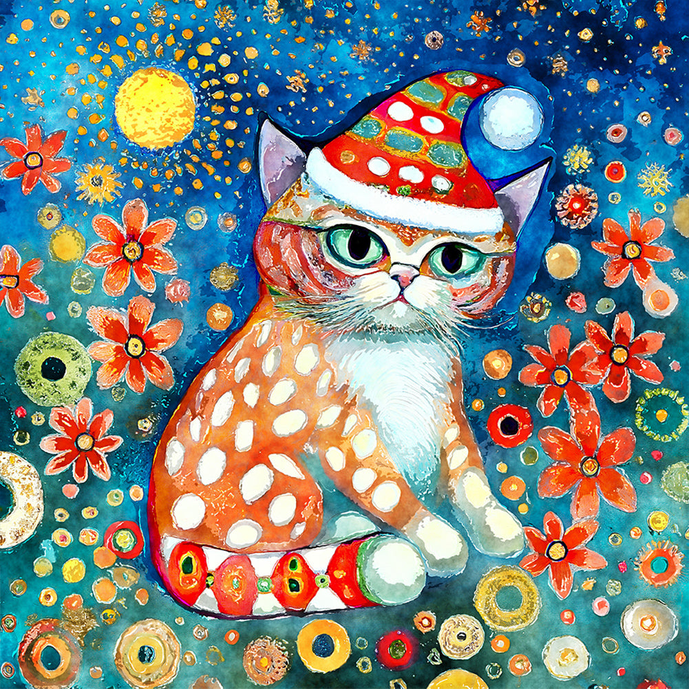 Diamond Painting - Full Round - Christmas kitten (30*30CM)