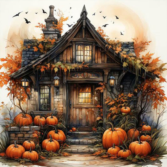 Diamond Painting - Full Round - halloween pumpkin street (30*30CM)