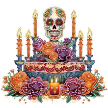 Load image into Gallery viewer, Diamond Painting - Partial Special Shaped - skull candlestick (30*30CM)
