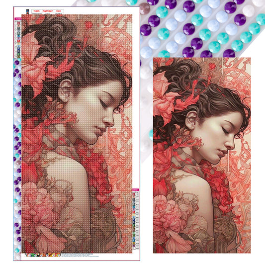 Diamond Painting - Full Round - woman among flowers (40*80CM)