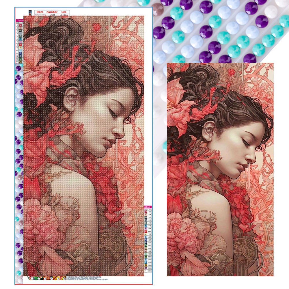 Diamond Painting - Full Round - woman among flowers (40*80CM)