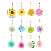 Load image into Gallery viewer, 12PCS Double Sided Diamond Painting Art Keychain Pendant (Flowers)
