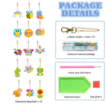 Load image into Gallery viewer, 15PCS Diamond Art Keyring Bee Double Sided Diamond Painting Keychain Cactus Frog
