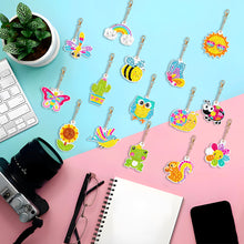 Load image into Gallery viewer, 15PCS Diamond Art Keyring Bee Double Sided Diamond Painting Keychain Cactus Frog
