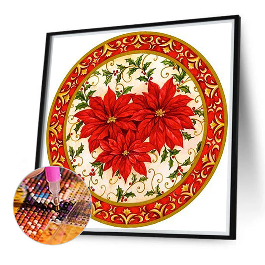 Diamond Painting - Full Round - Christmas red flowers (40*40CM)