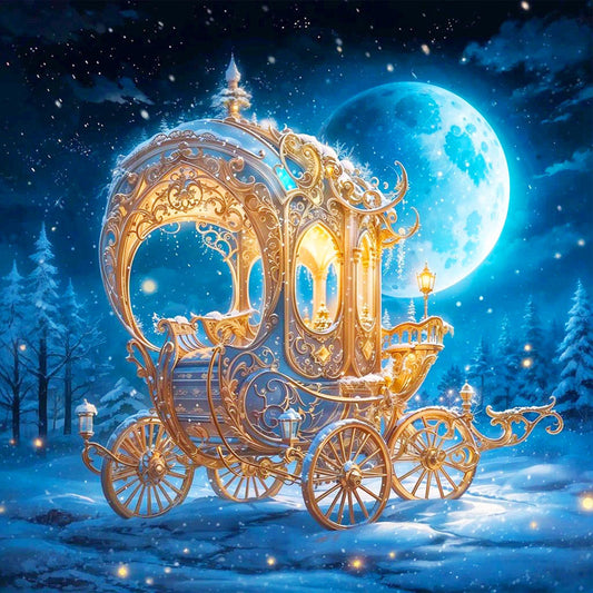 Diamond Painting - Full Round - Pumpkin Cart under the Quiet Moon (40*40CM)