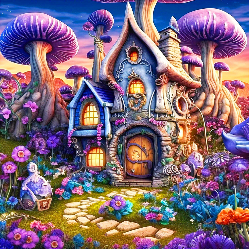 Diamond Painting - Full Round - Tranquil Mushroom House (40*40CM)