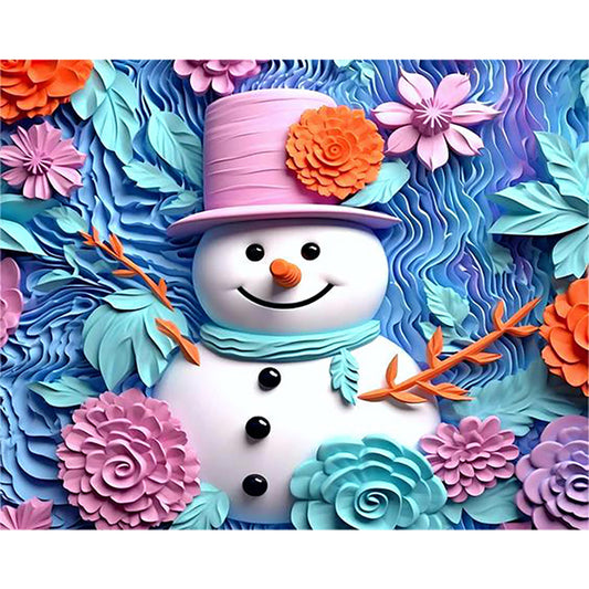 Diamond Painting - Full Round - Paper sculpture blue snowman (40*50CM)