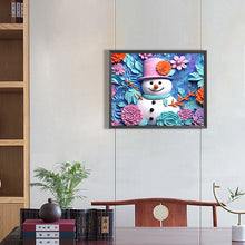Load image into Gallery viewer, Diamond Painting - Full Round - Paper sculpture blue snowman (40*50CM)
