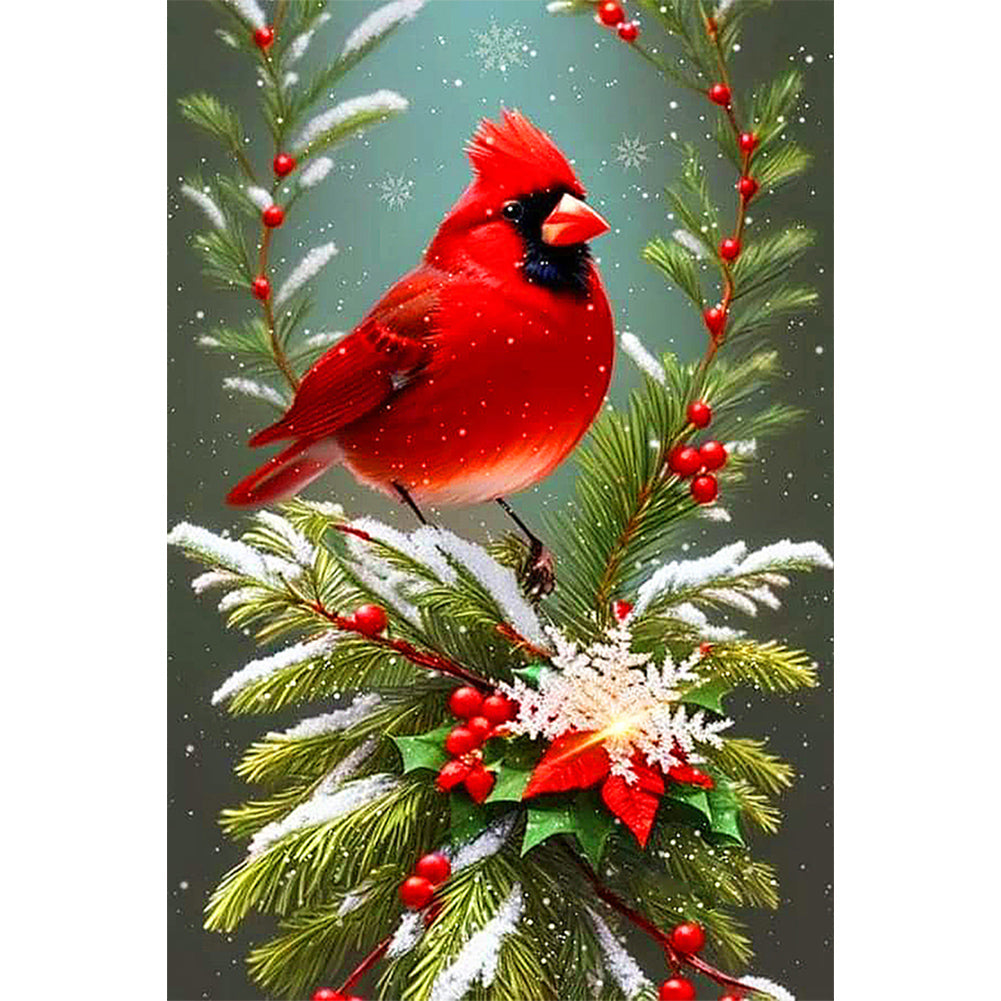 Diamond Painting - Full Round - Christmas cardinal on tree (40*60CM)