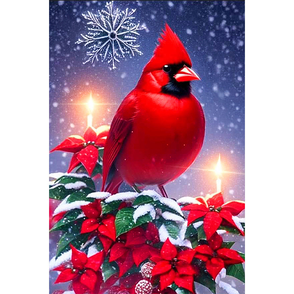 Diamond Painting - Full Round - Christmas cardinal on snowy night (40*60CM)