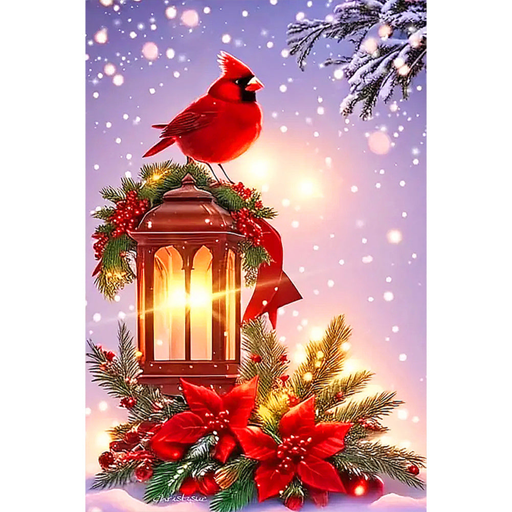 Diamond Painting - Full Round - Cardinal on Christmas lights (40*60CM)
