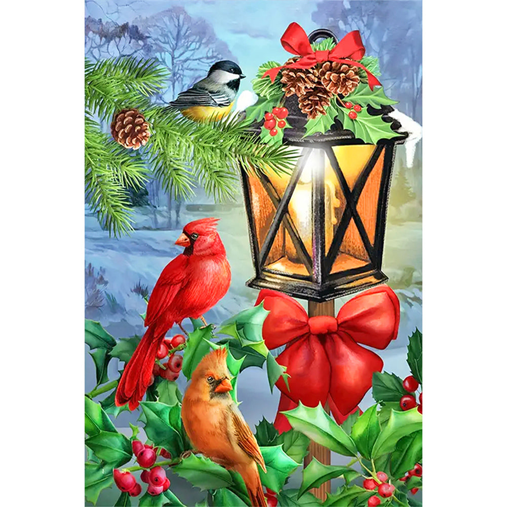 Diamond Painting - Full Round - Birds beside Christmas lights (40*60CM)