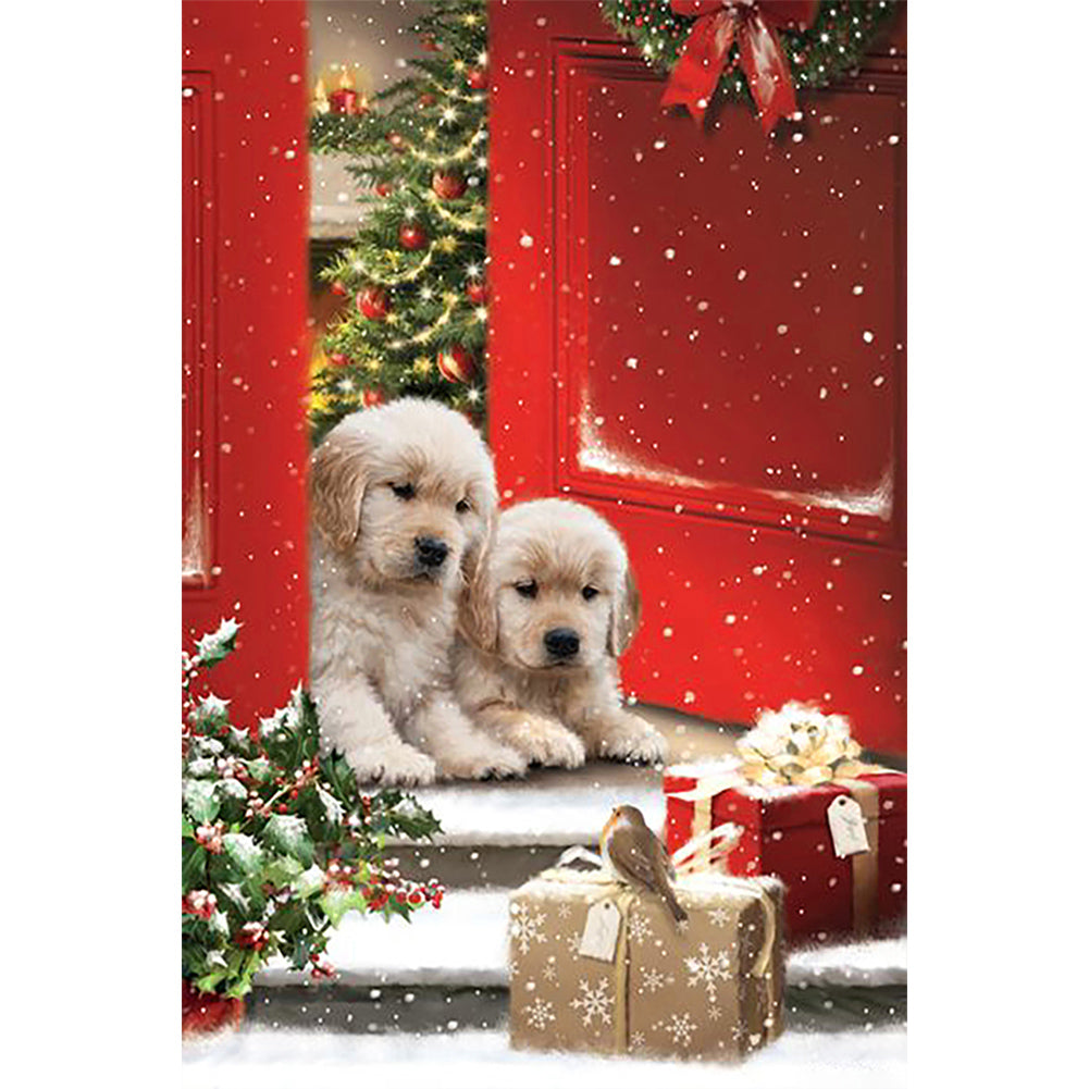 Diamond Painting - Full Round - Christmas dog gift (40*60CM)