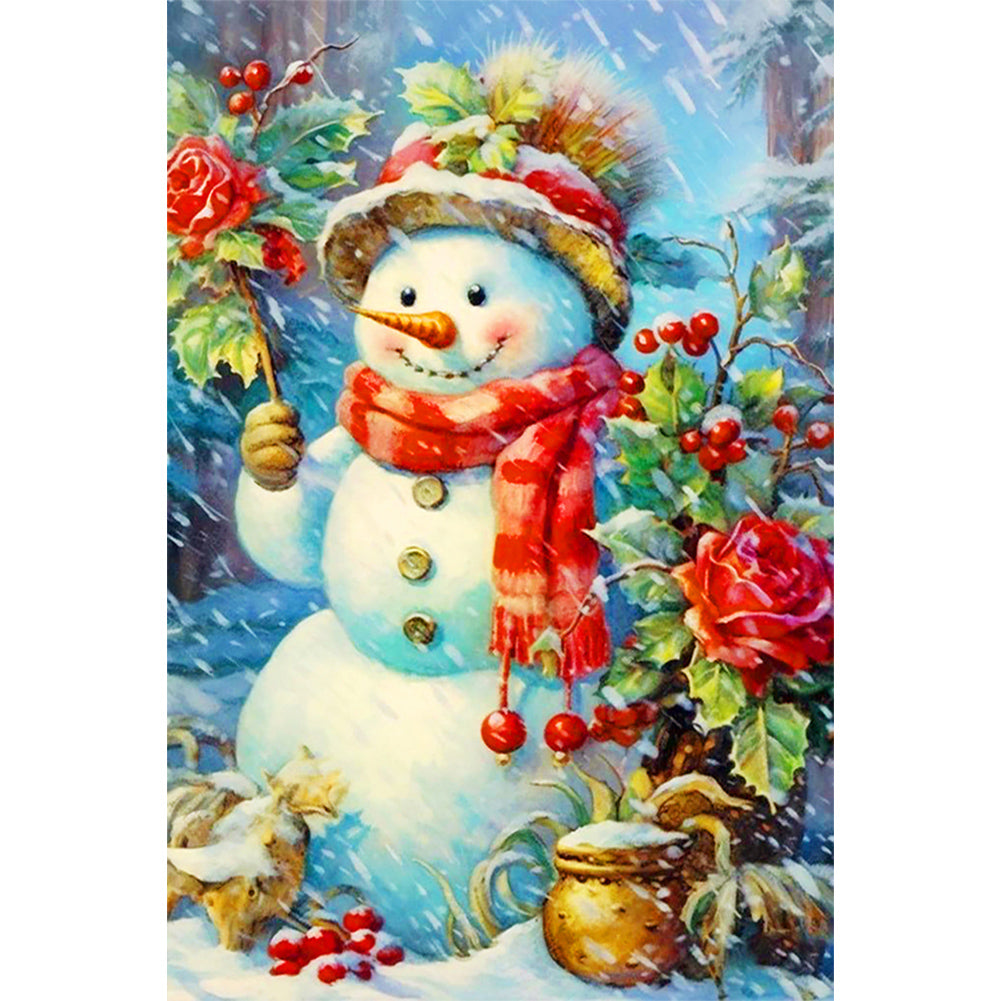 Diamond Painting - Full Round - Christmas snowman in the snow (40*60CM)
