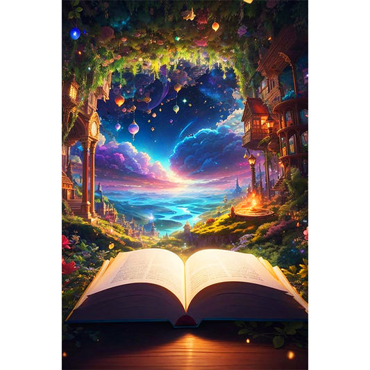 Diamond Painting - Full Round - Sea of clouds and books (40*60CM)