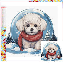 Load image into Gallery viewer, Diamond Painting - Full Square - Winter crystal ball christmas puppy (30*30CM)
