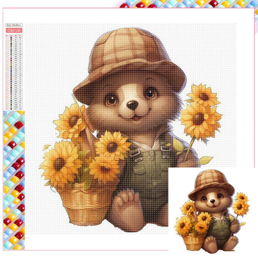 Diamond Painting - Full Square - sunflower bear (30*30CM)