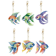 Load image into Gallery viewer, 5/6/8PCS Diamond Art Keyring Flexible Fish Double Sided Wizard Hat Special Shape
