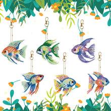 Load image into Gallery viewer, 5/6/8PCS Diamond Art Keyring Flexible Fish Double Sided Wizard Hat Special Shape
