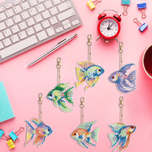 Load image into Gallery viewer, 5/6/8PCS Diamond Art Keyring Flexible Fish Double Sided Wizard Hat Special Shape
