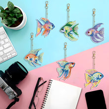 Load image into Gallery viewer, 5/6/8PCS Diamond Art Keyring Flexible Fish Double Sided Wizard Hat Special Shape
