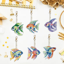 Load image into Gallery viewer, 5/6/8PCS Diamond Art Keyring Flexible Fish Double Sided Wizard Hat Special Shape
